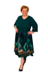 Plus size šaty s potlačou mesta - smaragdové